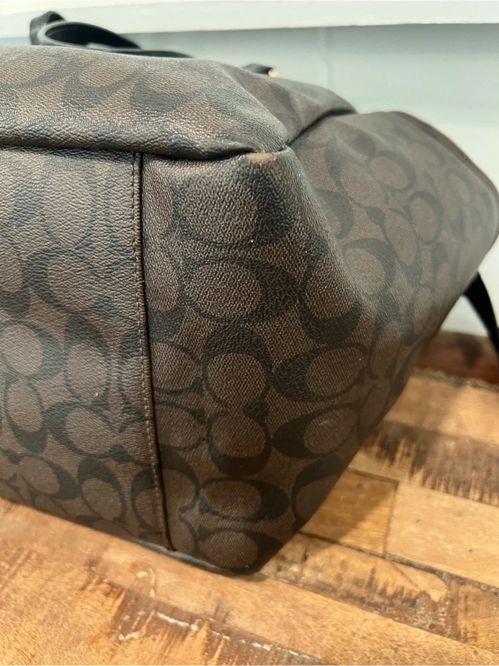 Signature Pattern Brown Diaper Tote Bag with Shoulder Strap